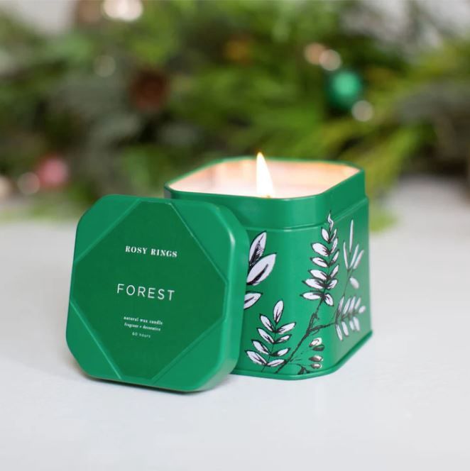 Holiday Signature Tin Candle, Rosy Rings Fragrance: Forest