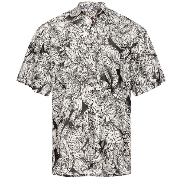Grenada Leaves Cotton Modal Shirt, Color: Black, Size: Medium
