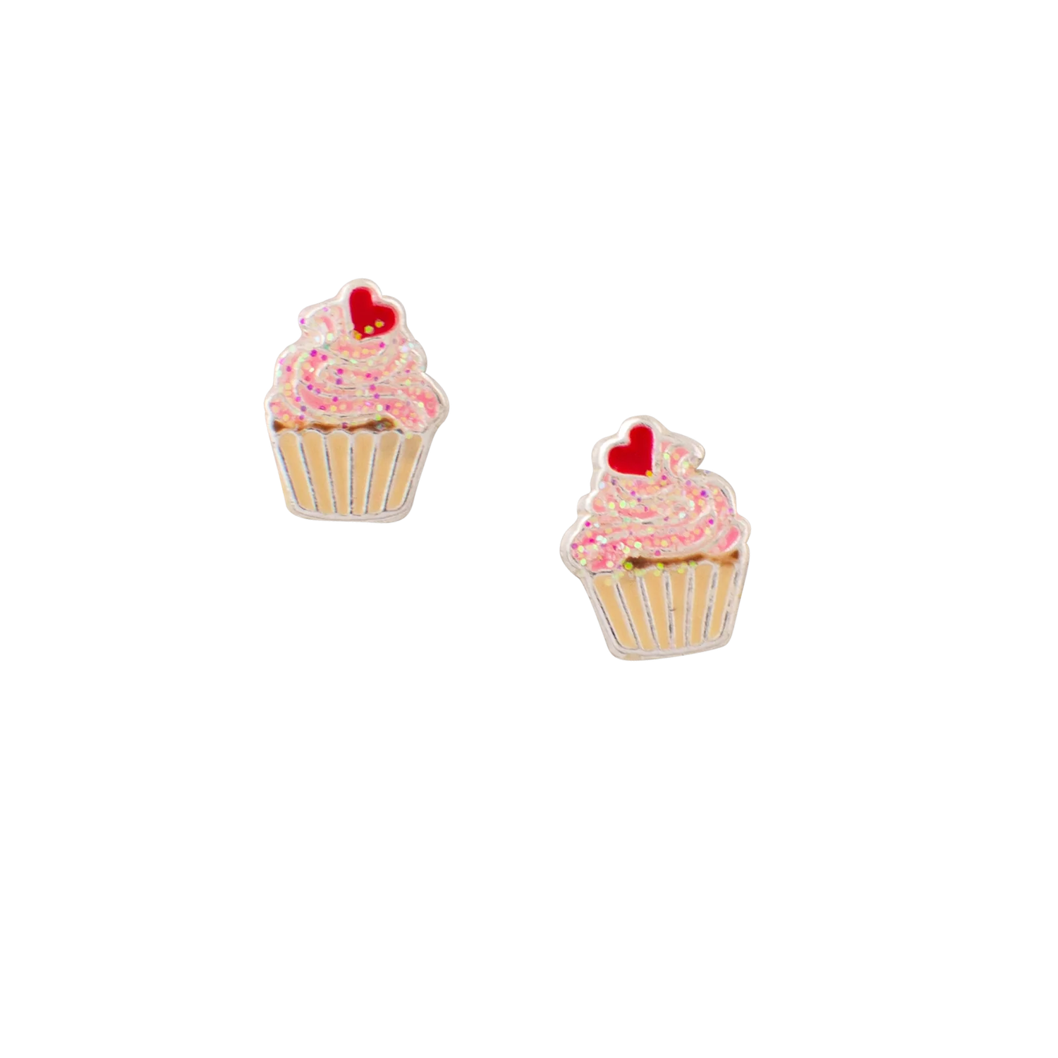 Strawberry Cupcake Studs, Color: Silver