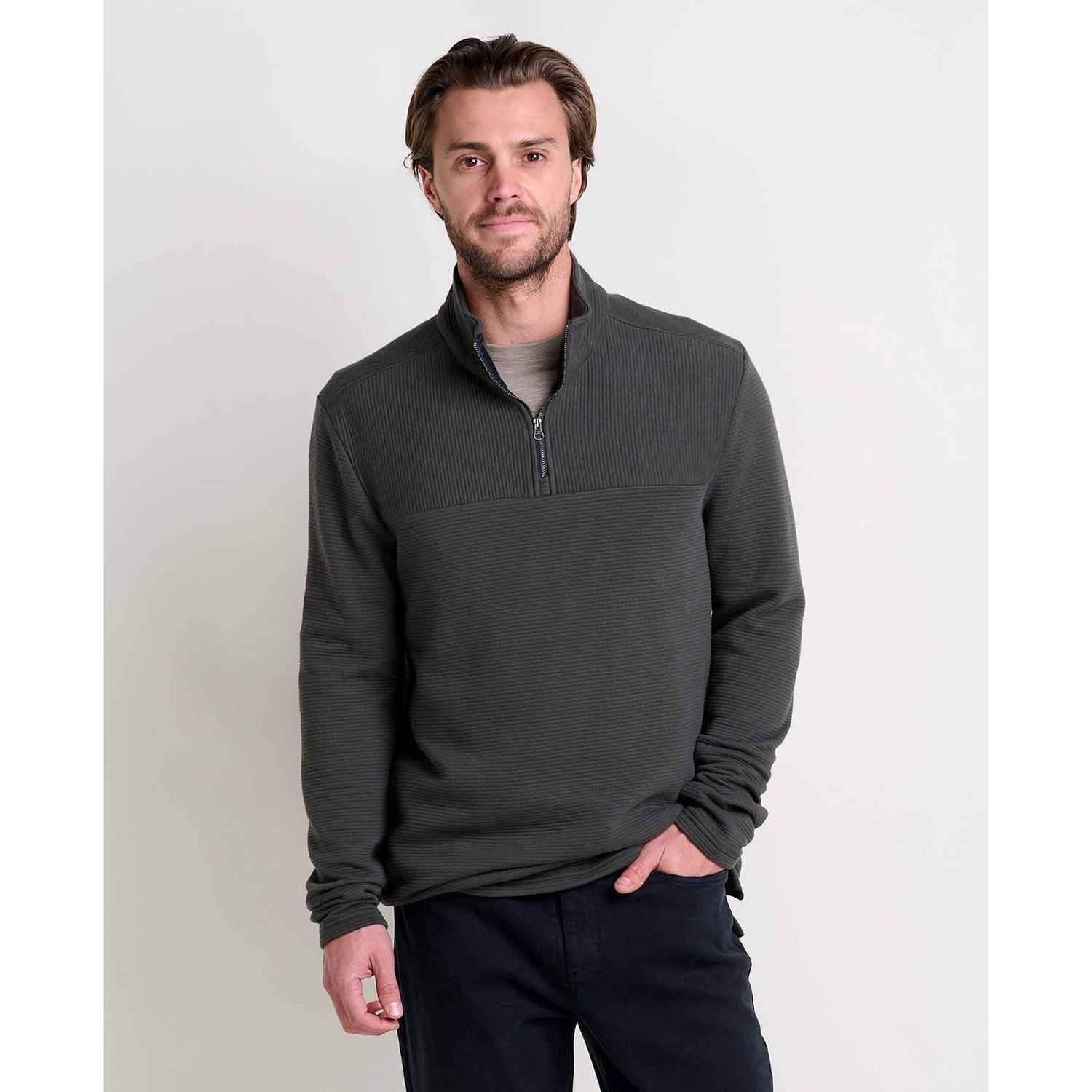 Moonwake 1/4 Zip Pullover-D, Color: Washed Black, Size: Medium