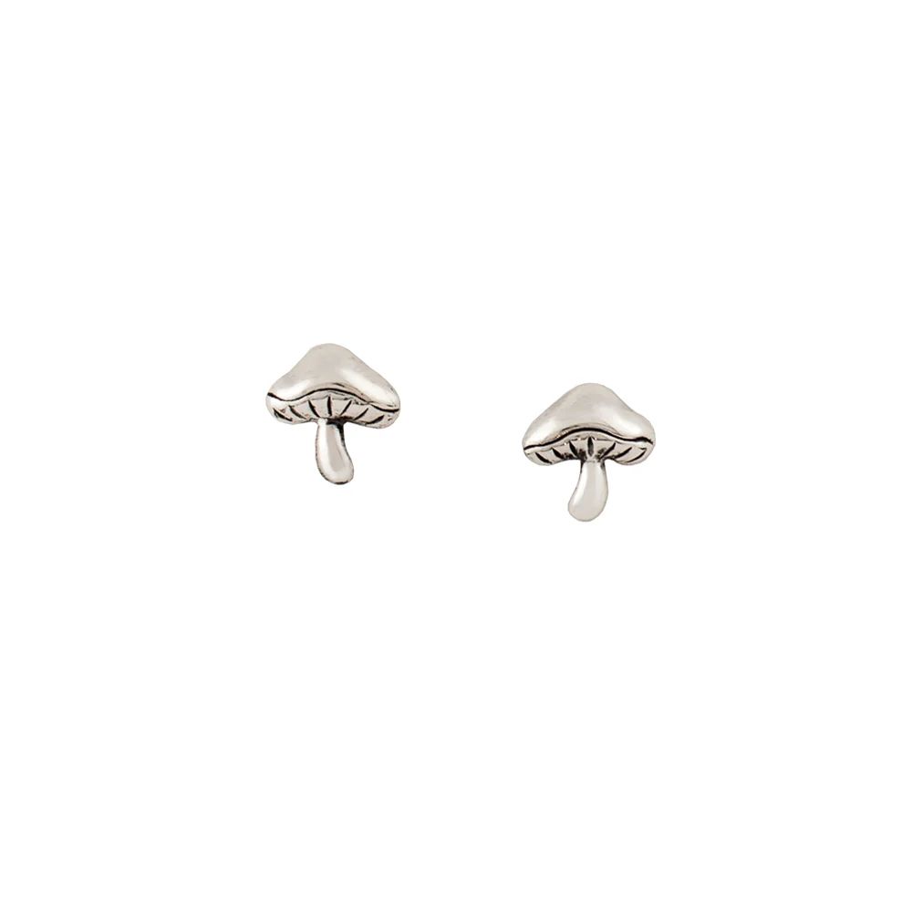 Chubby Mushroom Studs, Color: Silver