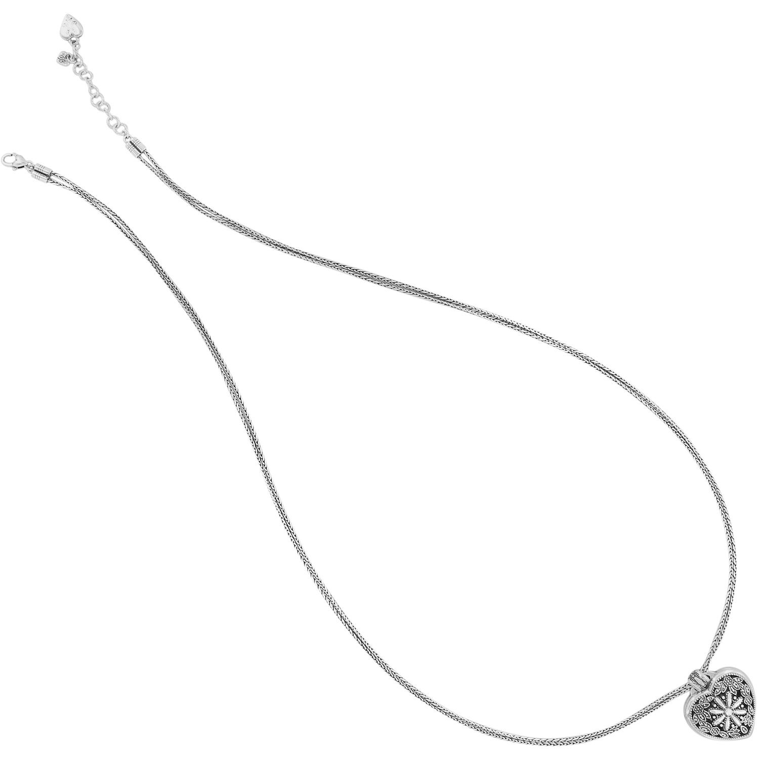 Floral Heart Locket Necklace, Color: Silver