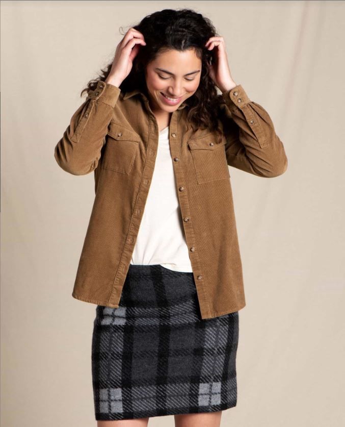 Women&#39;s Scouter Cord LS Shirt, Color: Honey Brown, Size: XS