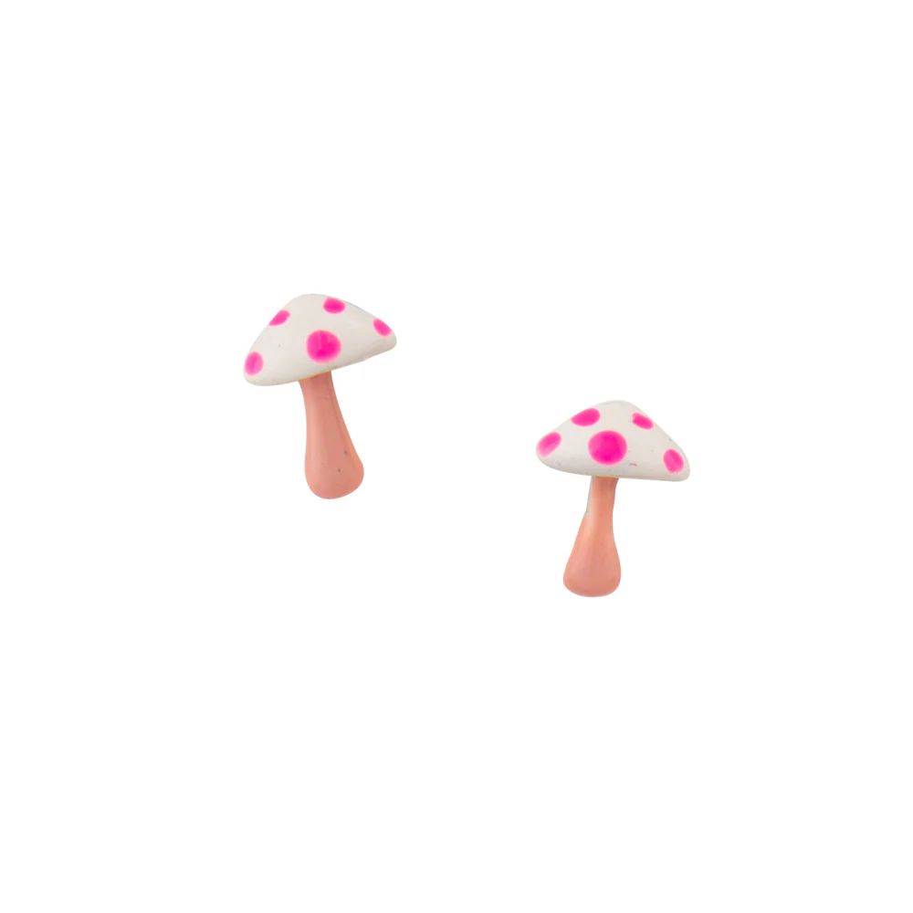 Pink Mushroom Studs, Color: Silver