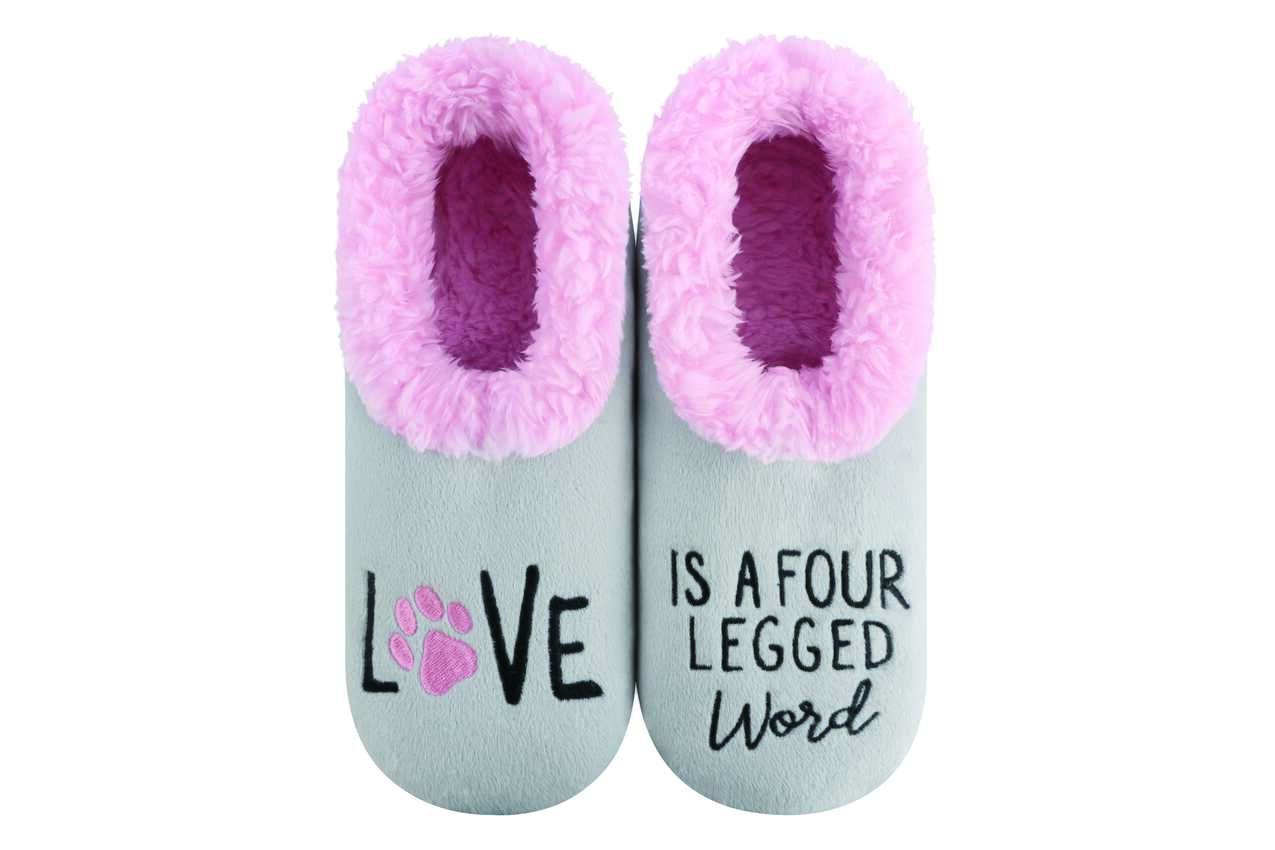 Women&#39;s Love is a Four-Legged Word Snoozie Slippers, Color: Love Is, Size: Small