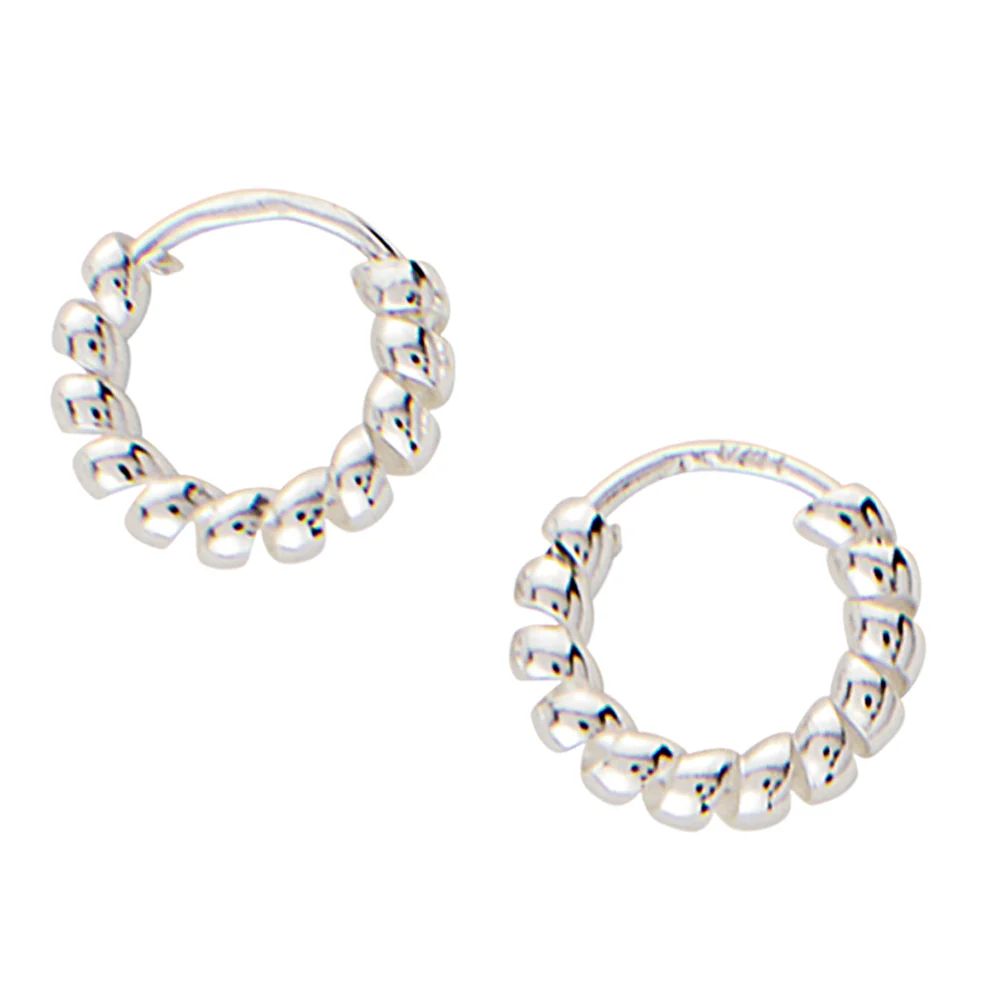 Thick Coil Wrap Endless Hoops in Silver - 10mm, Color: Silver
