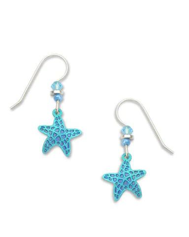 Blue Starfish, Hand-Painted Pastel, Color: Silver