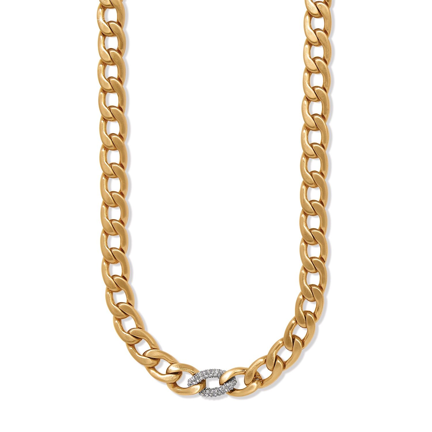 Cleo Pave Link Necklace, Color: Gold