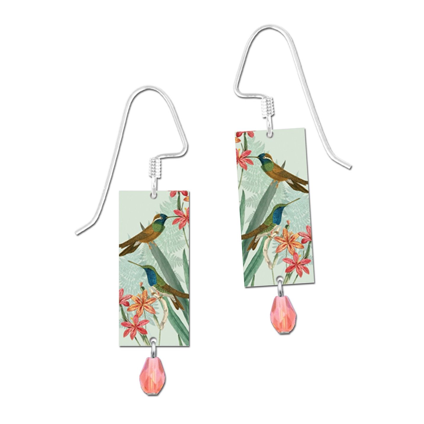 Hummingbirds w/Flowers-LT, Color: Silver