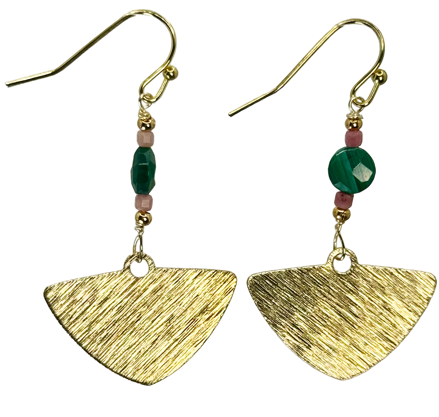 Malachite w/Rhodonite Triangle, Color: Gold