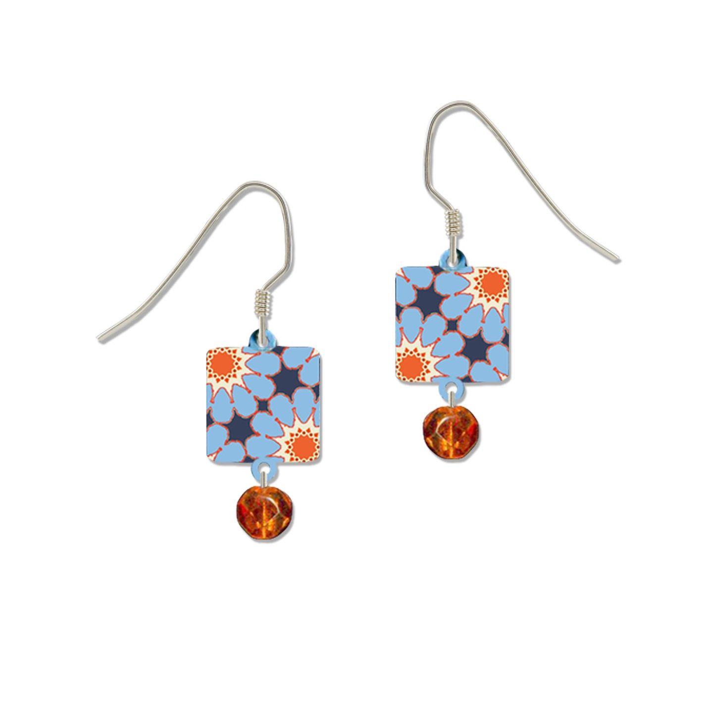 Blue Flowers in Rectangle-LT, Color: Silver