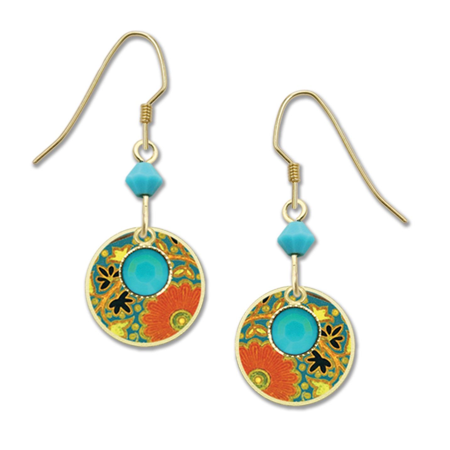 Blue Cup Charm Floral Back-LT, Color: Gold