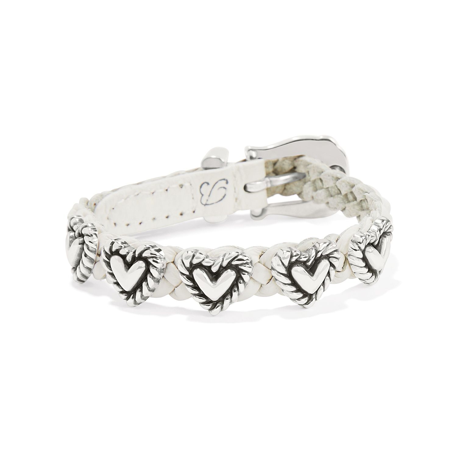 Roped Heart Braid Bandit Bracelet White, Color: White