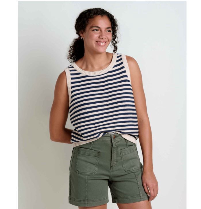 Bianca Crew Tank, Color: True Navy Stripe, Size: XS