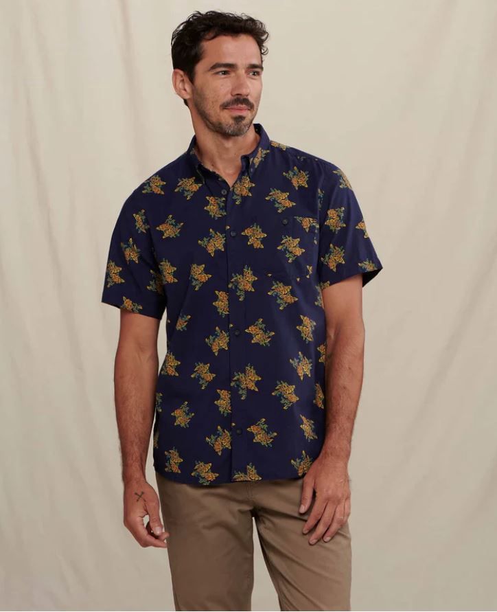 Mattock 2 SS Shirt, Color: Dark Indigo Bouquet, Size: Small