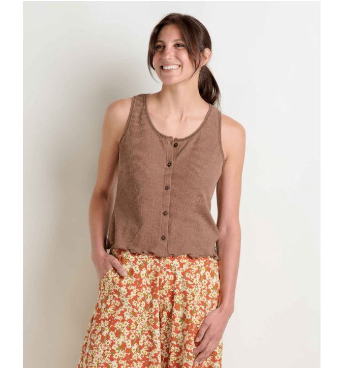 Foothill Button Tank, Color: Partridge, Size: XS