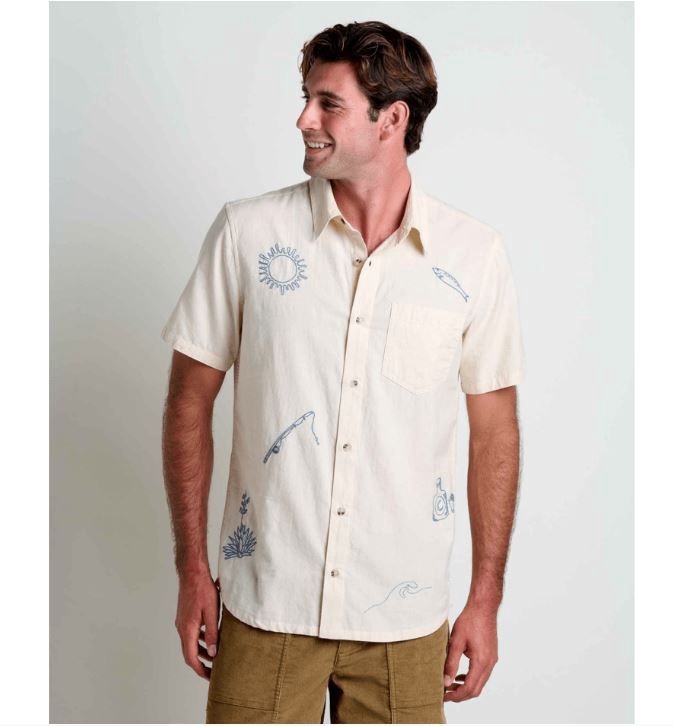 Airscape Short Sleeve Shirt-Embroidered, Color: Salt Embroidery, Size: Medium