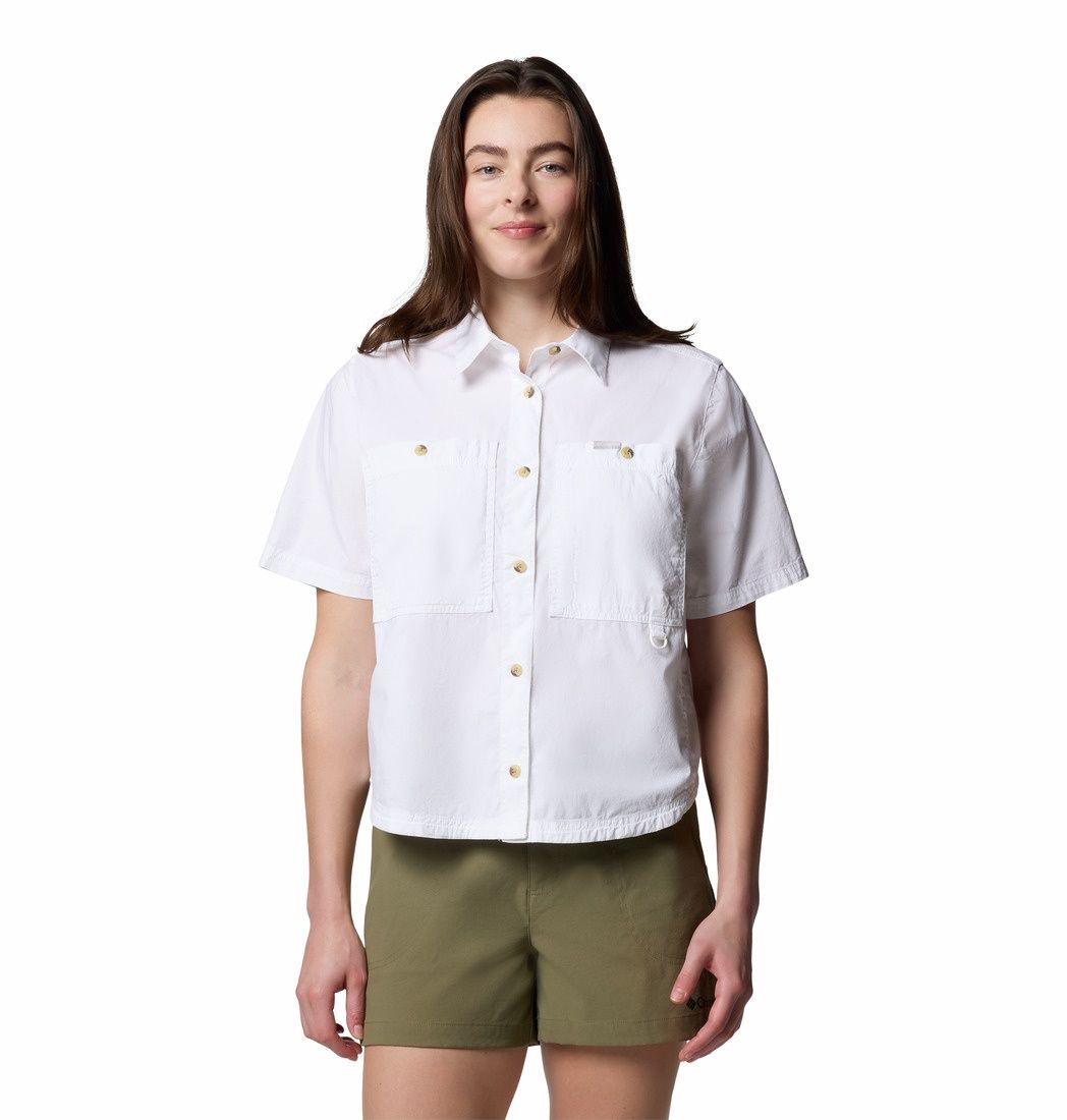 Brea Falls Woven Women&#39;s Short Sleeve Shirt, Color: White, Size: XS