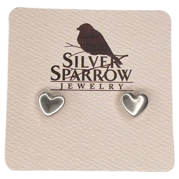 Chunky Heart Stud Earrings, Color: Silver