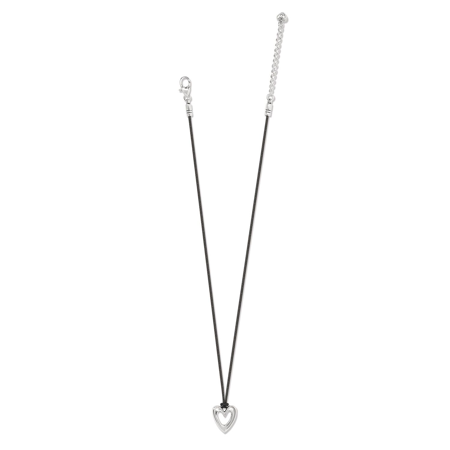 Cascade Open Heart Petite Cord Necklace, Color: Silver