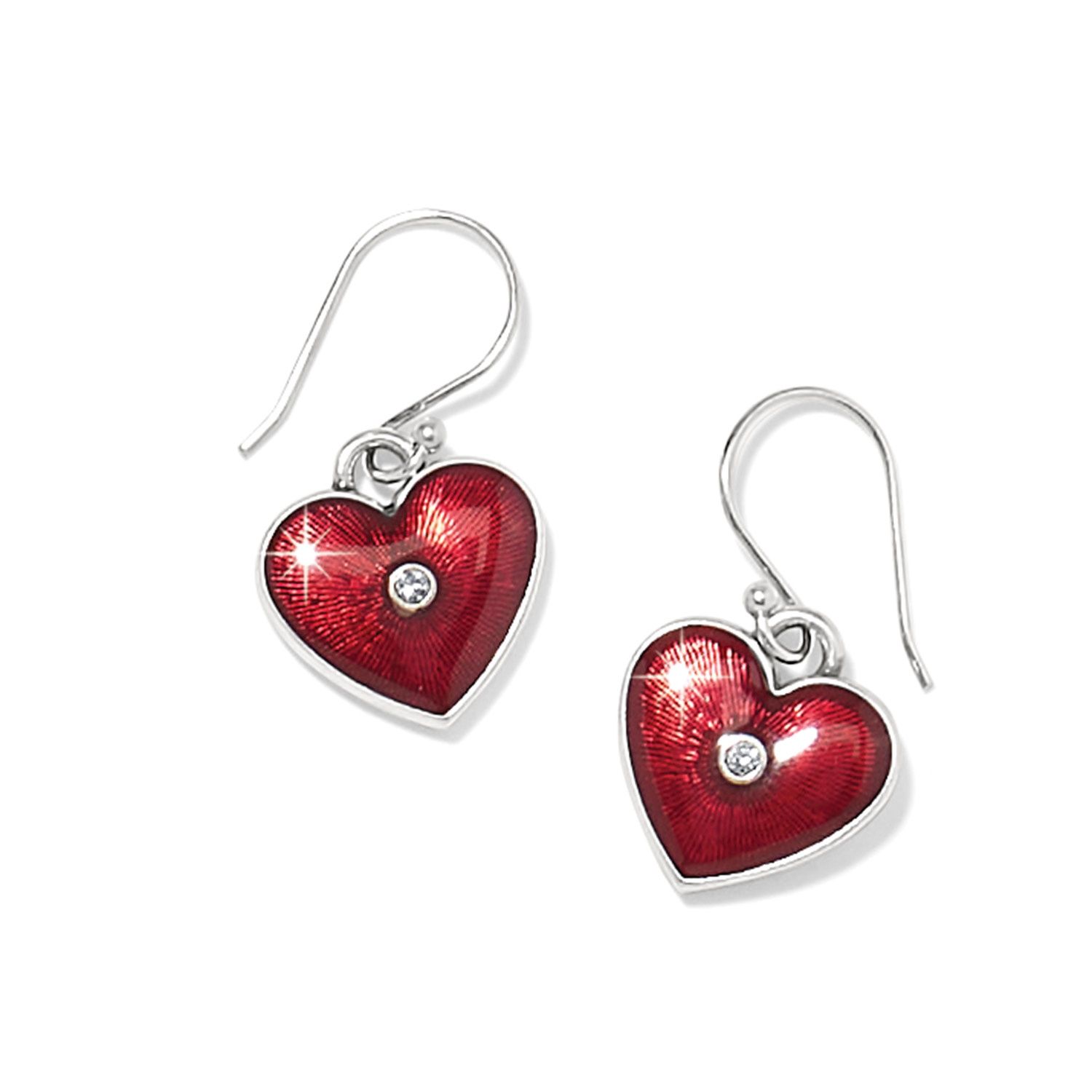 One Heart Reversible Earrings, Color: Silver/Red