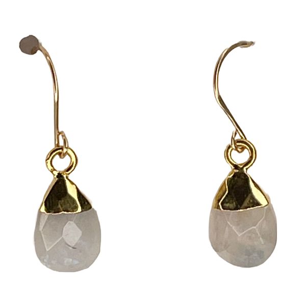 Moonstone Drop Earrings, Color: Gold