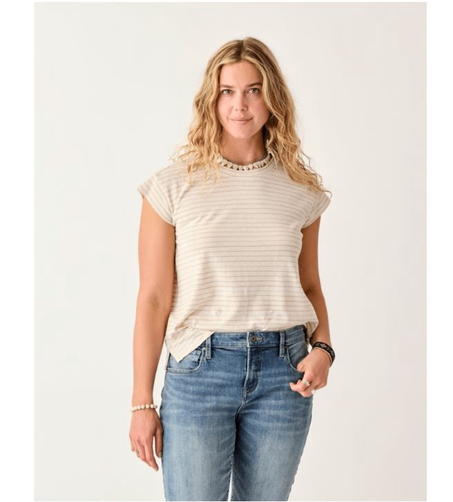 Astrid Hemp Tee, Color: Birch Stripe, Size: Small