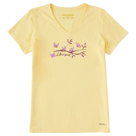 Women&#39;s Quirky Perch Nectar Short Sleeve Tee Shirt, Color: Sandy Yellow, Size: M