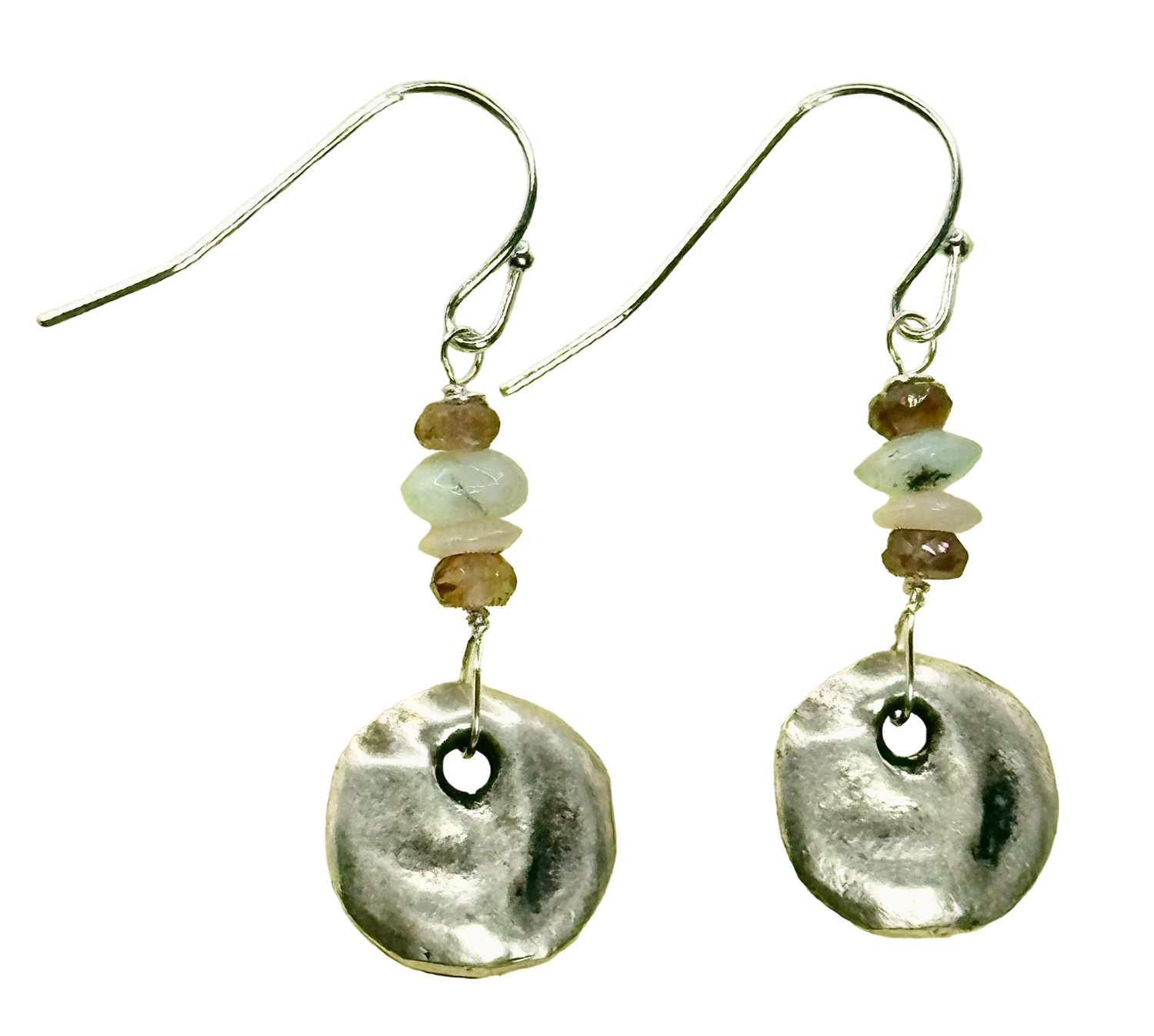 Coin W/Mixed Stones, Color: Silver