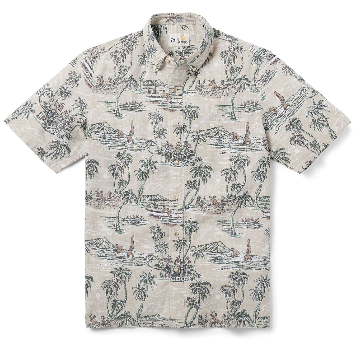 Island Paradise - Button Front Men&#39;s Shirt, Color: Sand, Size: XL