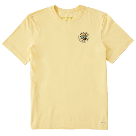 Men&#39;s Fineline On The Water Bucket Dog Short Sleeve Tee Shirt, Color: Sandy Yellow, Size: L