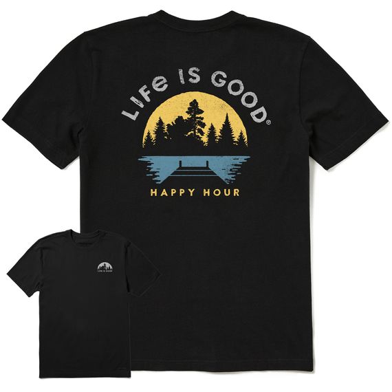 Men&#39;s Dockside Happy Hour Short Sleeve Tee Shirt, Color: Jet Black, Size: M