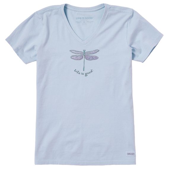 Women&#39;s Pencily Dragonfly Short Sleeve Tee Shirt, Color: Glacier Blue, Size: M