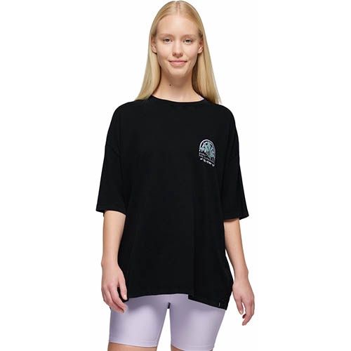 Everyday Graphic Oversized Tee, Color: Black Happy Petals, Size: XS