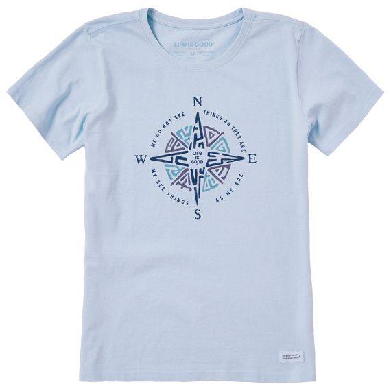 Women&#39;s Tribal Compass Short Sleeve Shirt, Color: Glacier Blue, Size: M