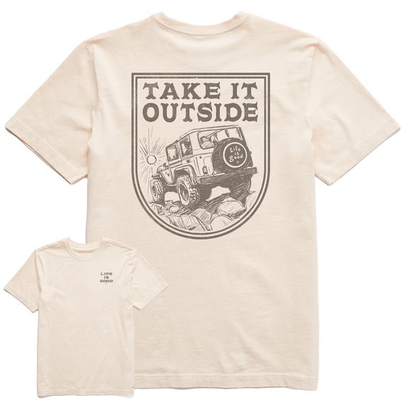 Men&#39;s Fineline Take It Outside ATV Short Sleeve Tee Shirt, Color: Putty White, Size: S