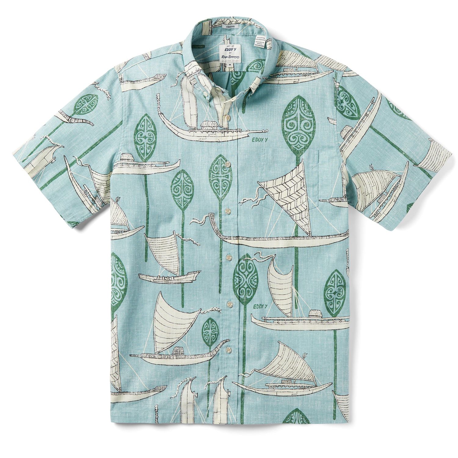 South Pacific Voyager - Button Front Men&#39;s Shirt, Color: Aquifer, Size: Medium