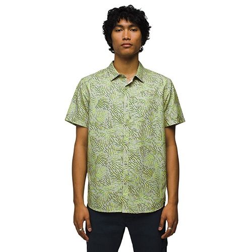 Lost Sol Printed SS Shirt, Color: Juniper Green Fronds, Size: Small