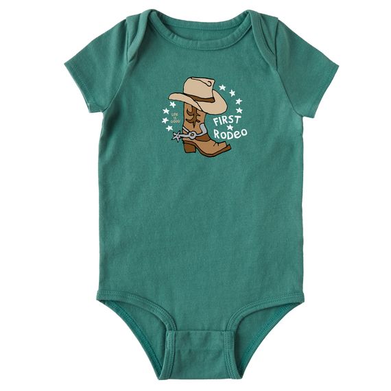 Infant Naive First Rodeo Short Sleeve Onesie, Color: Spruce Green, Size: 0-3