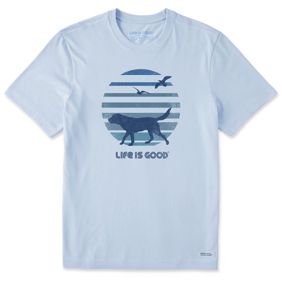 Men&#39;s Clean Power Point Hunting Dog Short Sleeve Tee Shirt, Color: Smoky Blue, Size: L