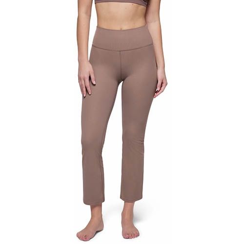 Luxara Rib Flare Crop, Color: Carob, Size: XS
