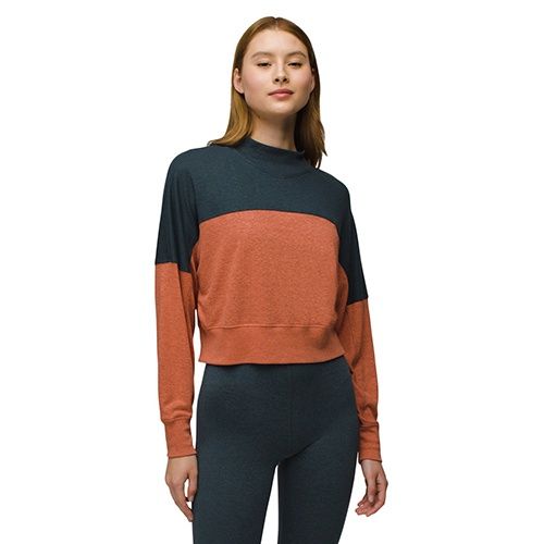 Cozy Up Mock Neck, Color: Terracotta Block, Size: Small