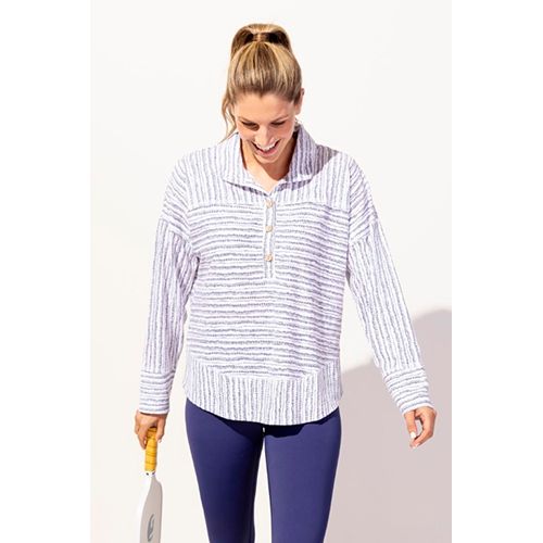 Bali Stripe Cotton Seaside Pullover, Color: White, Size: Small