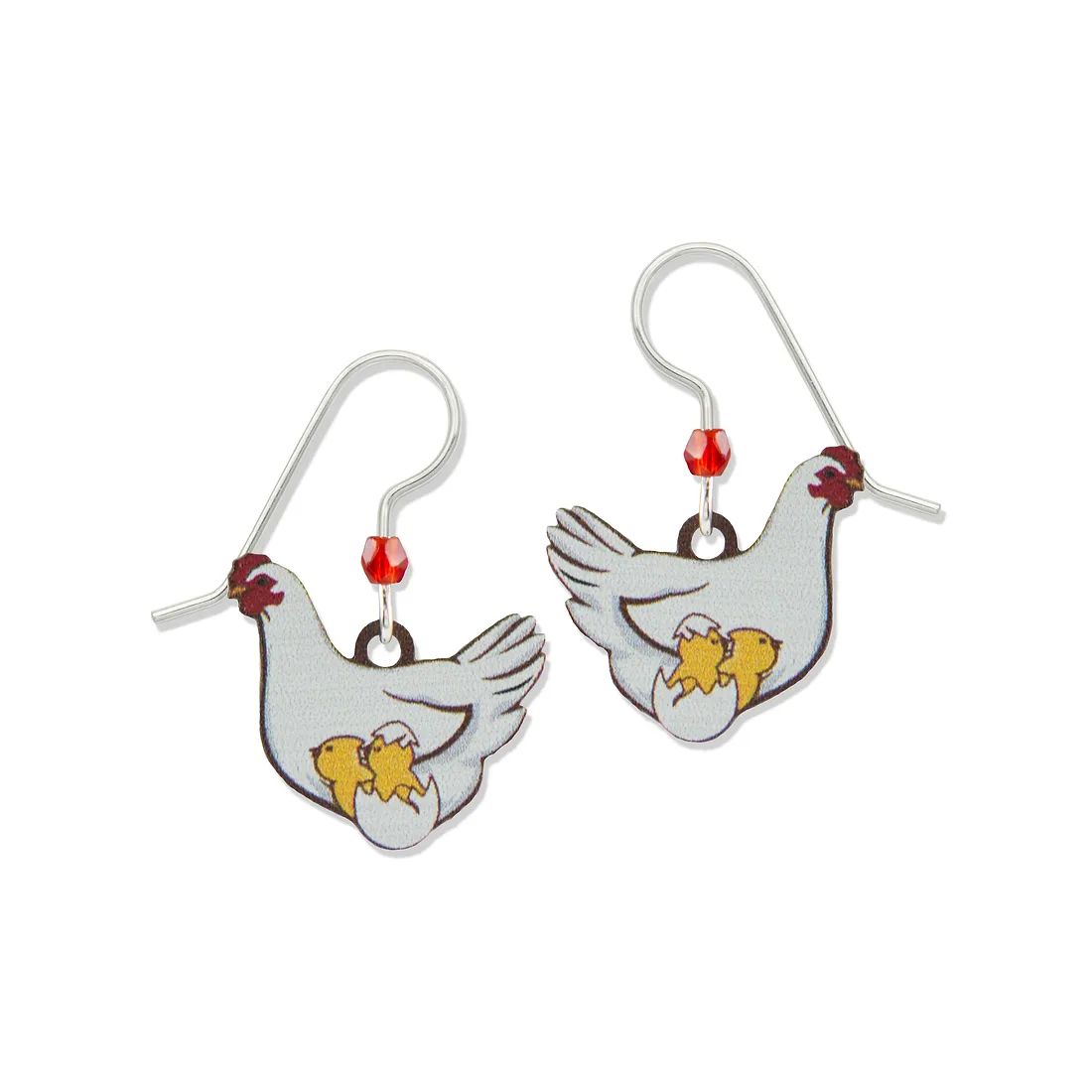 Hen and Chicks Earrings, Color: Silver