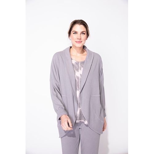 Buttery Rib Knit Cocoon Jacket, Color: Fog, Size: Small