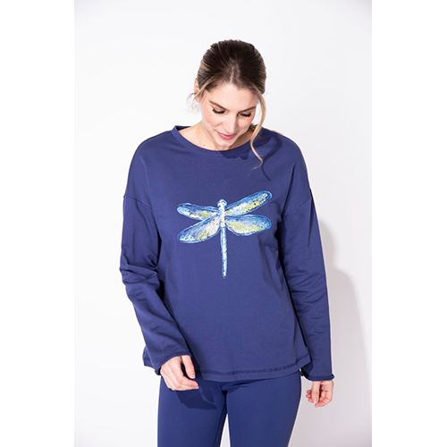 Destination Fleece Pullover - Dragonfly, Color: Navy, Size: Small