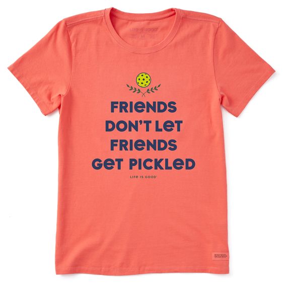 Women&#39;s Clean Wordsmith Pickleball Short Sleeve Tee Shirt, Color: Mango Orange, Size: M