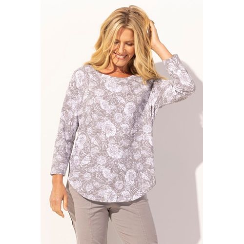 Batik Shell Hi Lo 3/4 Sleeve Tee, Color: Fog, Size: XS