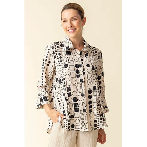 Express Travel Circle Gets the Square Party Tunic, Color: Oatmeal, Size: Small