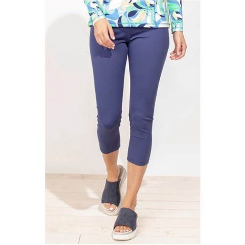 UPF Coverstitch Capri, Solid, Color: Navy, Size: XS